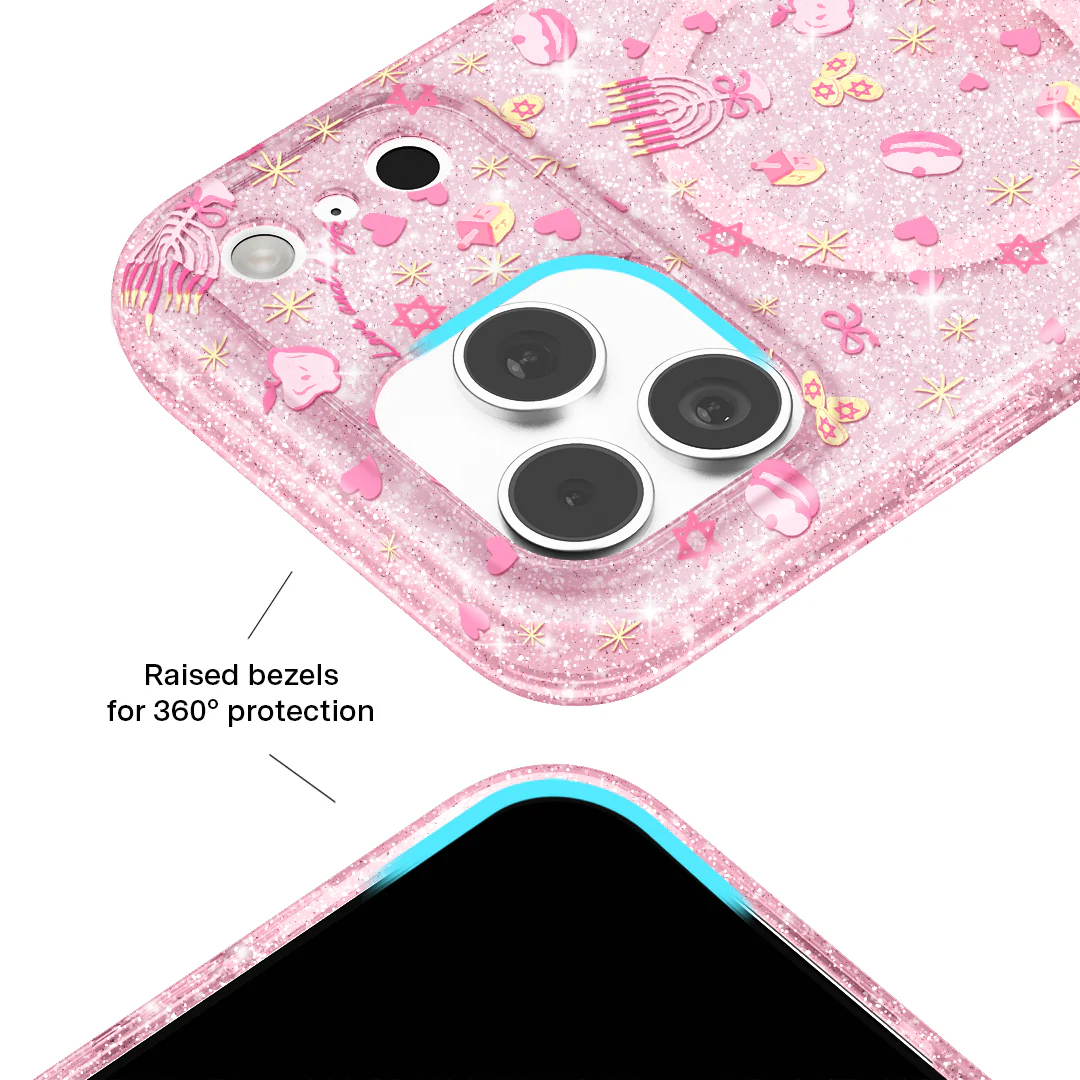 Pink Hanukkah Glitter iPhone Case - Image 13