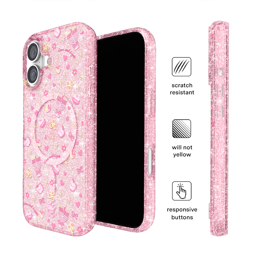 Pink Hanukkah Glitter iPhone Case - Image 20