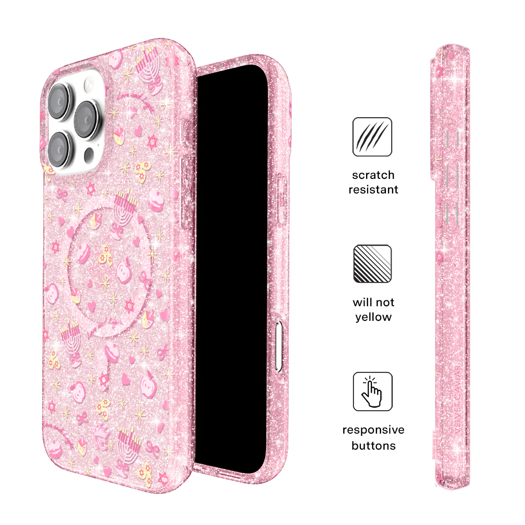 Pink Hanukkah Glitter iPhone Case - Image 25