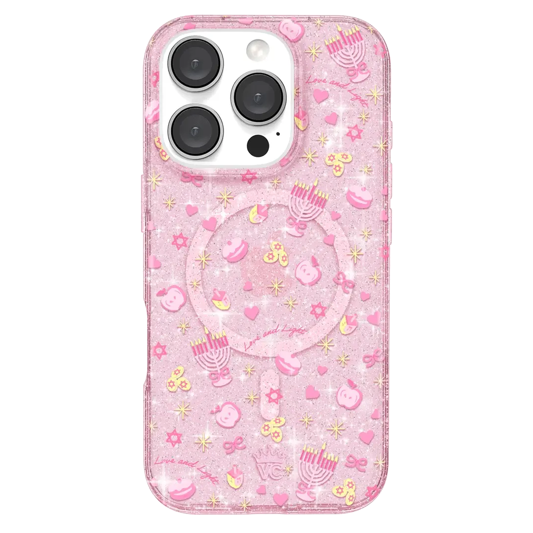 Pink Hanukkah Glitter iPhone Case - Image 26