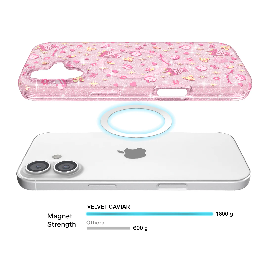 Pink Hanukkah Glitter iPhone Case - Image 34