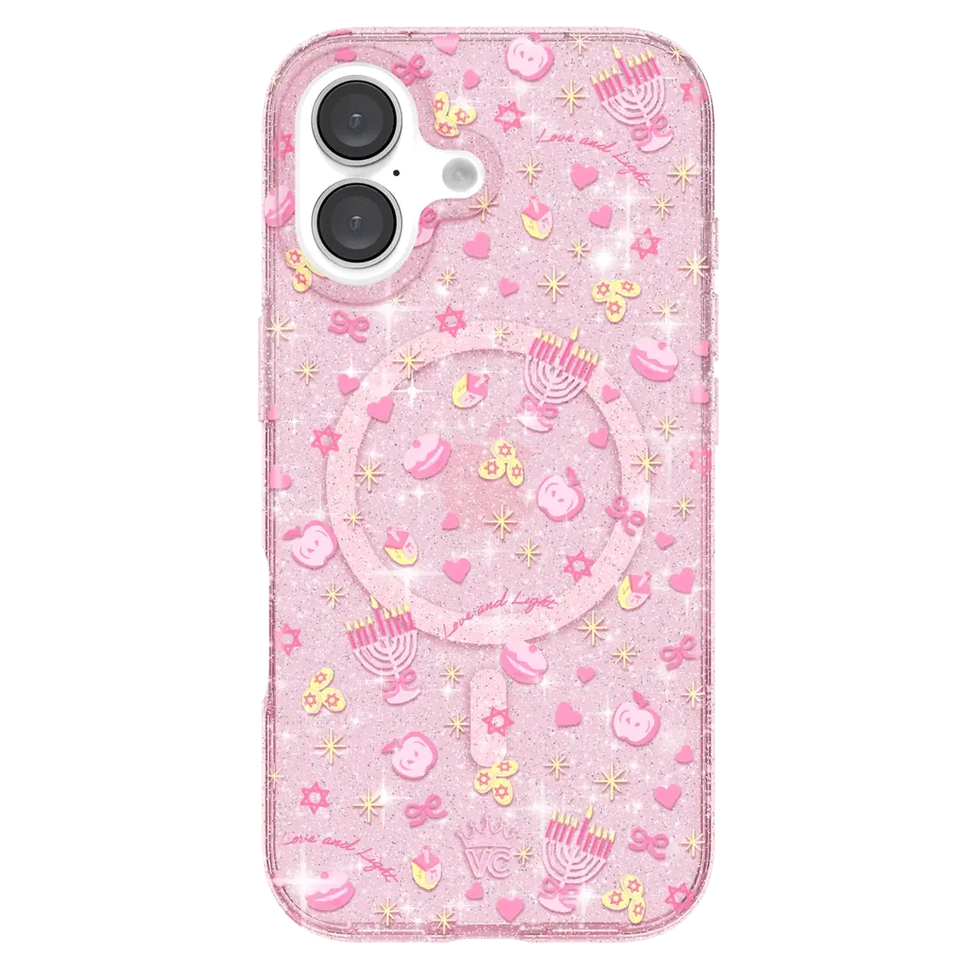 Pink Hanukkah Glitter iPhone Case - Image 36