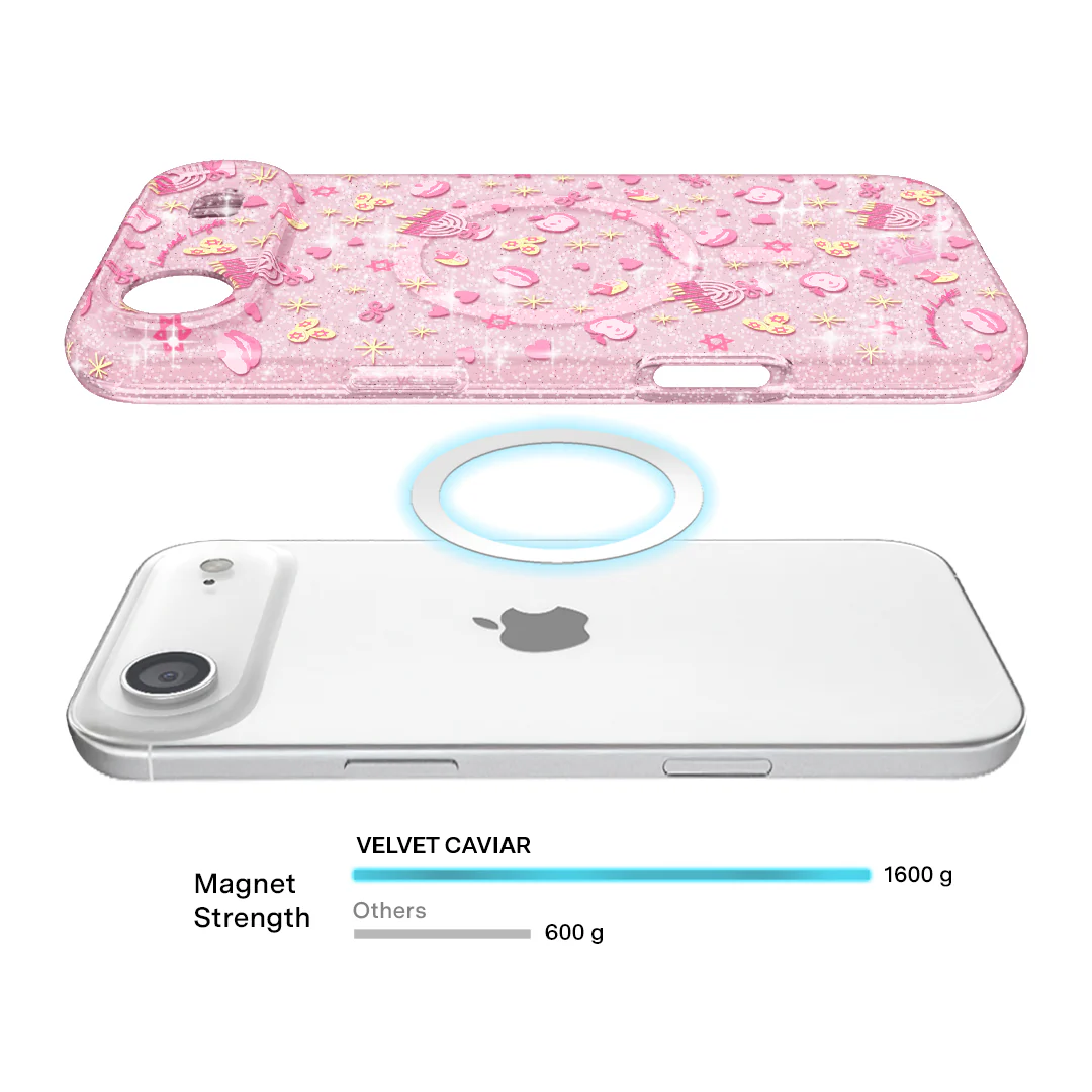Pink Hanukkah Glitter iPhone Case - Image 4