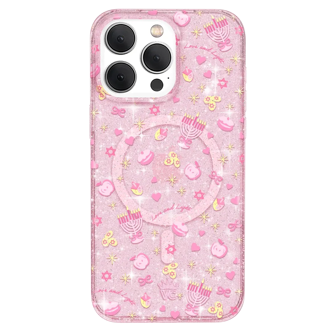 Pink Hanukkah Glitter iPhone Case - Image 41
