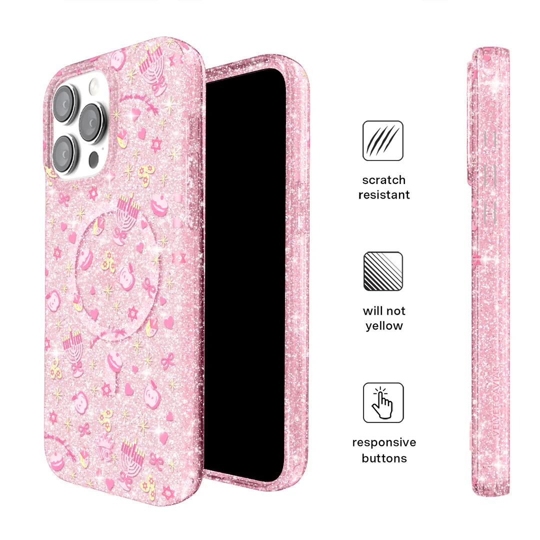 Pink Hanukkah Glitter iPhone Case - Image 45