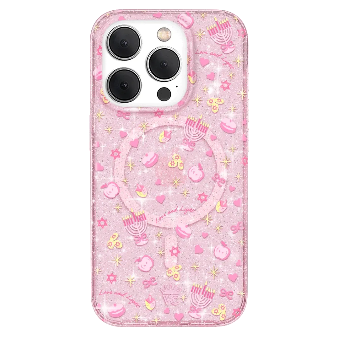 Pink Hanukkah Glitter iPhone Case - Image 46