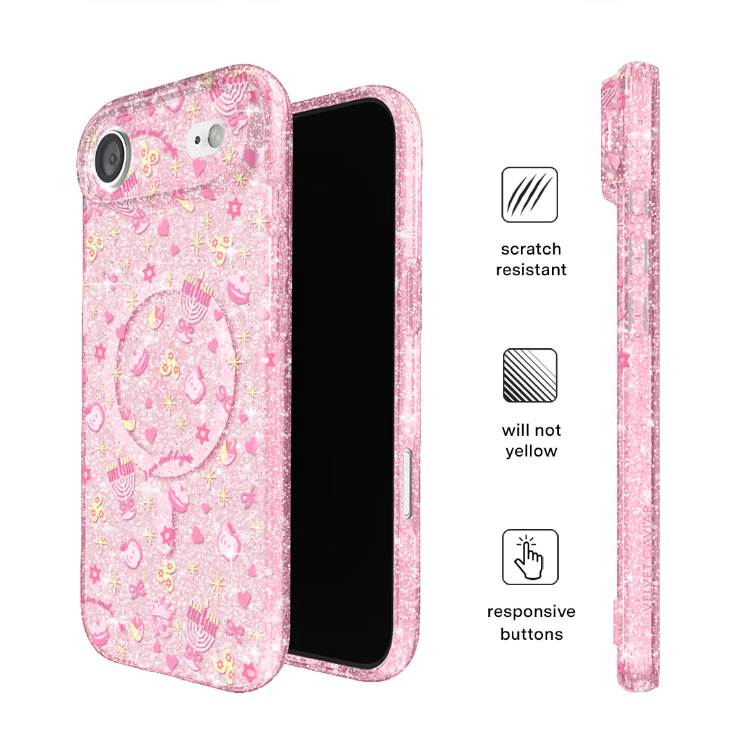 Pink Hanukkah Glitter iPhone Case - Image 5