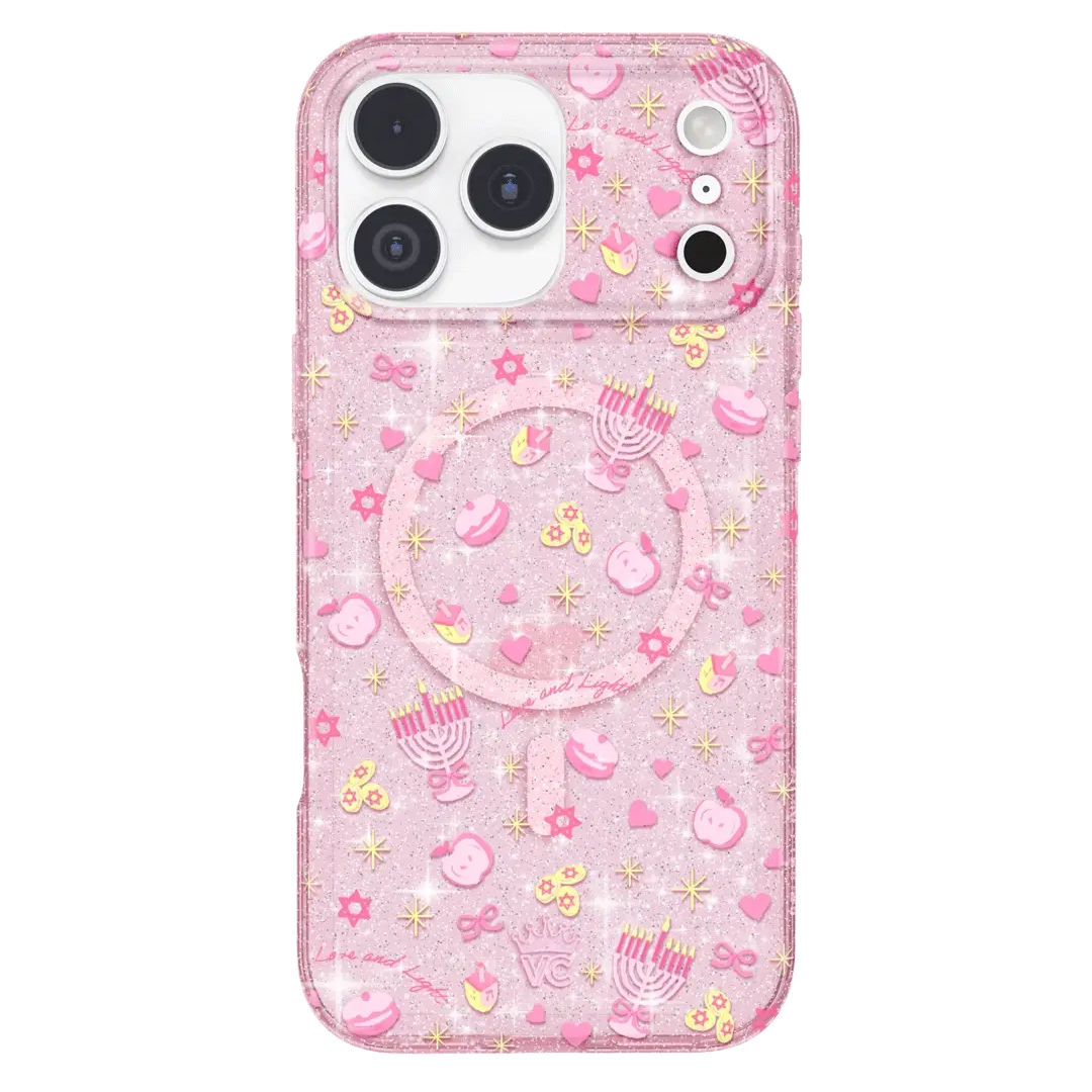 Pink Hanukkah Glitter iPhone Case - Image 6