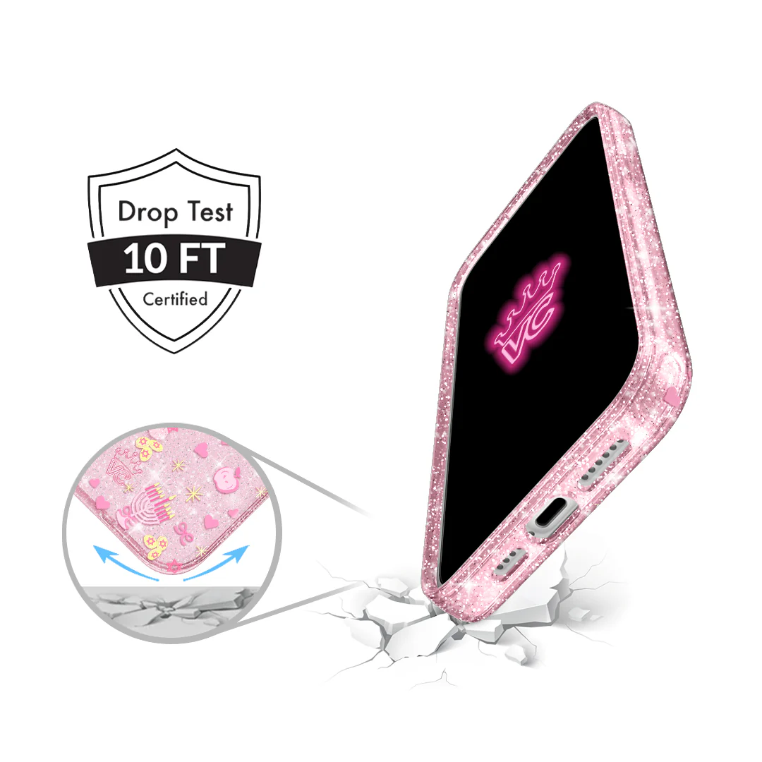 Pink Hanukkah Glitter iPhone Case - Image 77