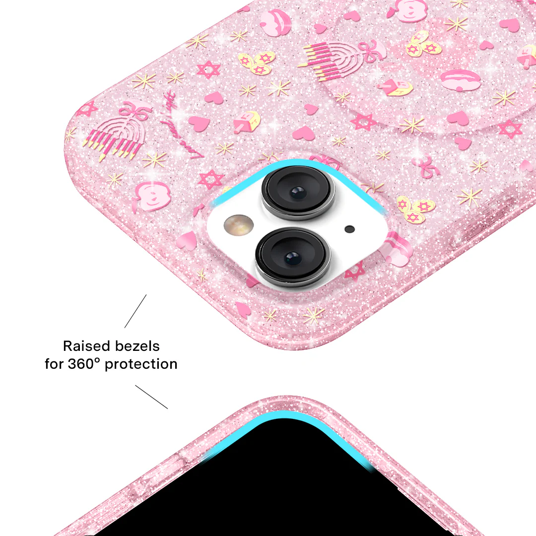 Pink Hanukkah Glitter iPhone Case - Image 78