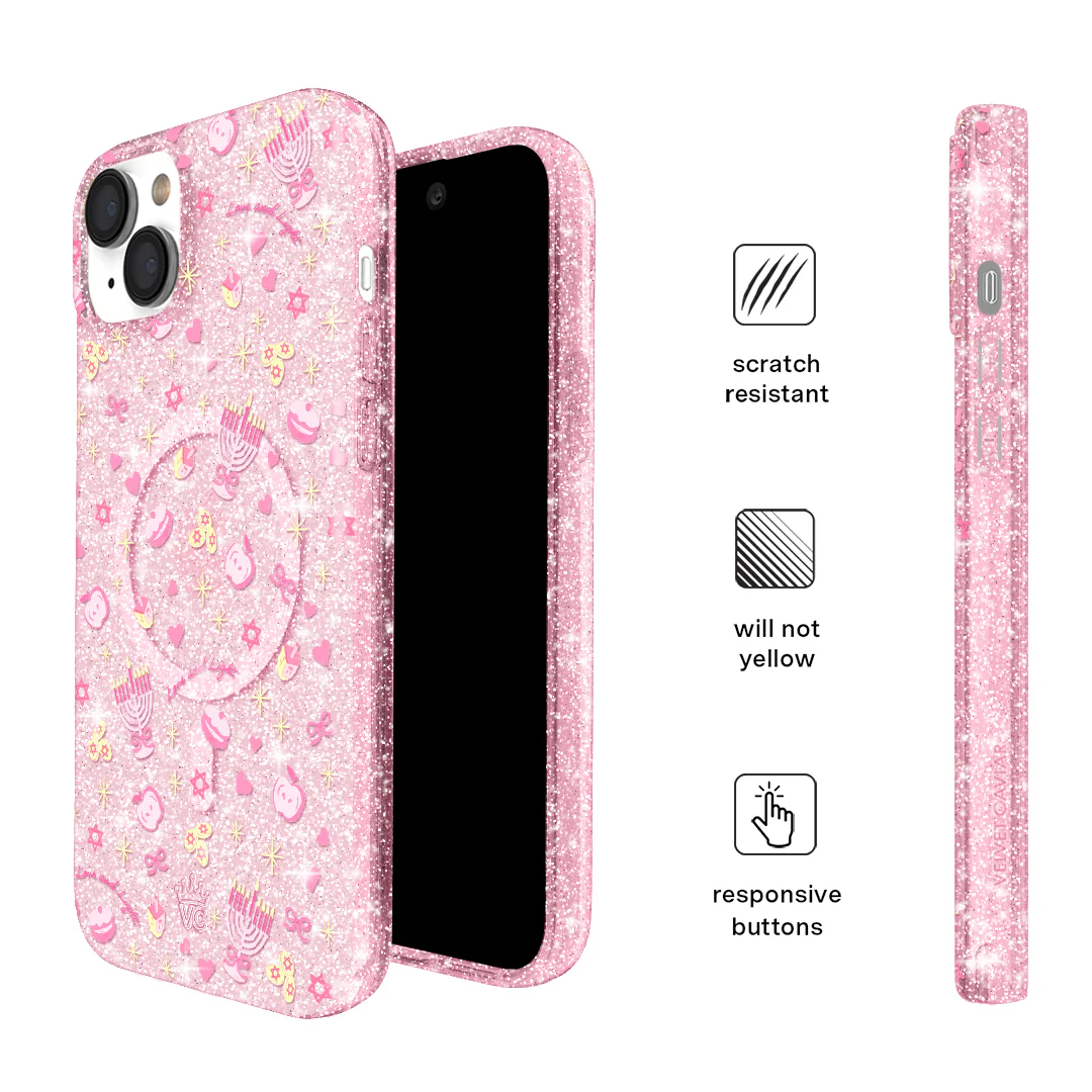 Pink Hanukkah Glitter iPhone Case - Image 80