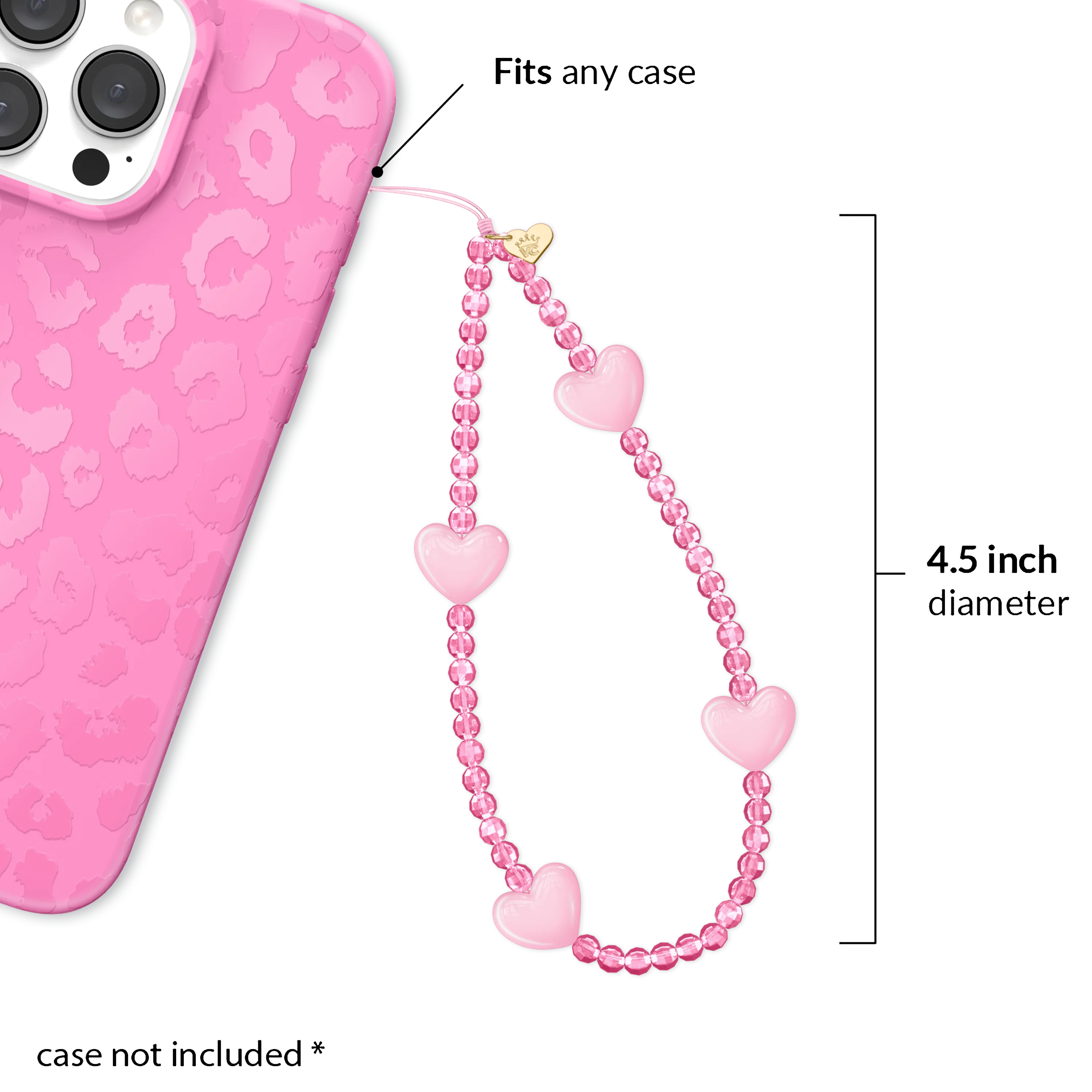 Pink Heart Phone Charm - Image 2