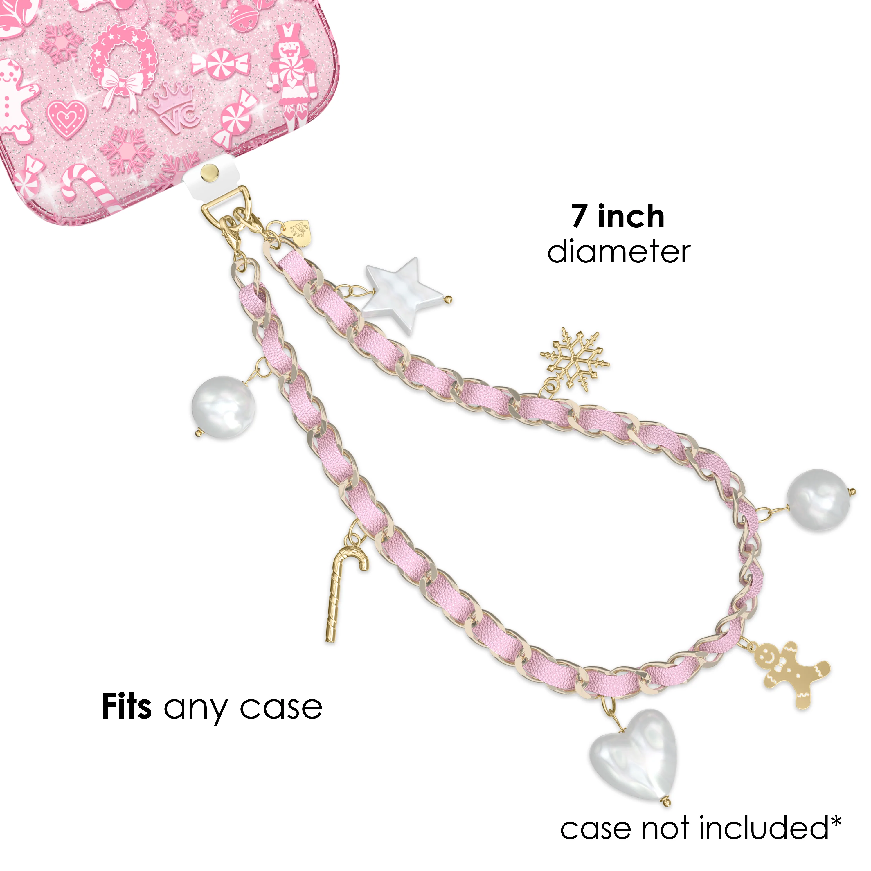 Pink Holiday Leather Chain Phone Charm - Image 4