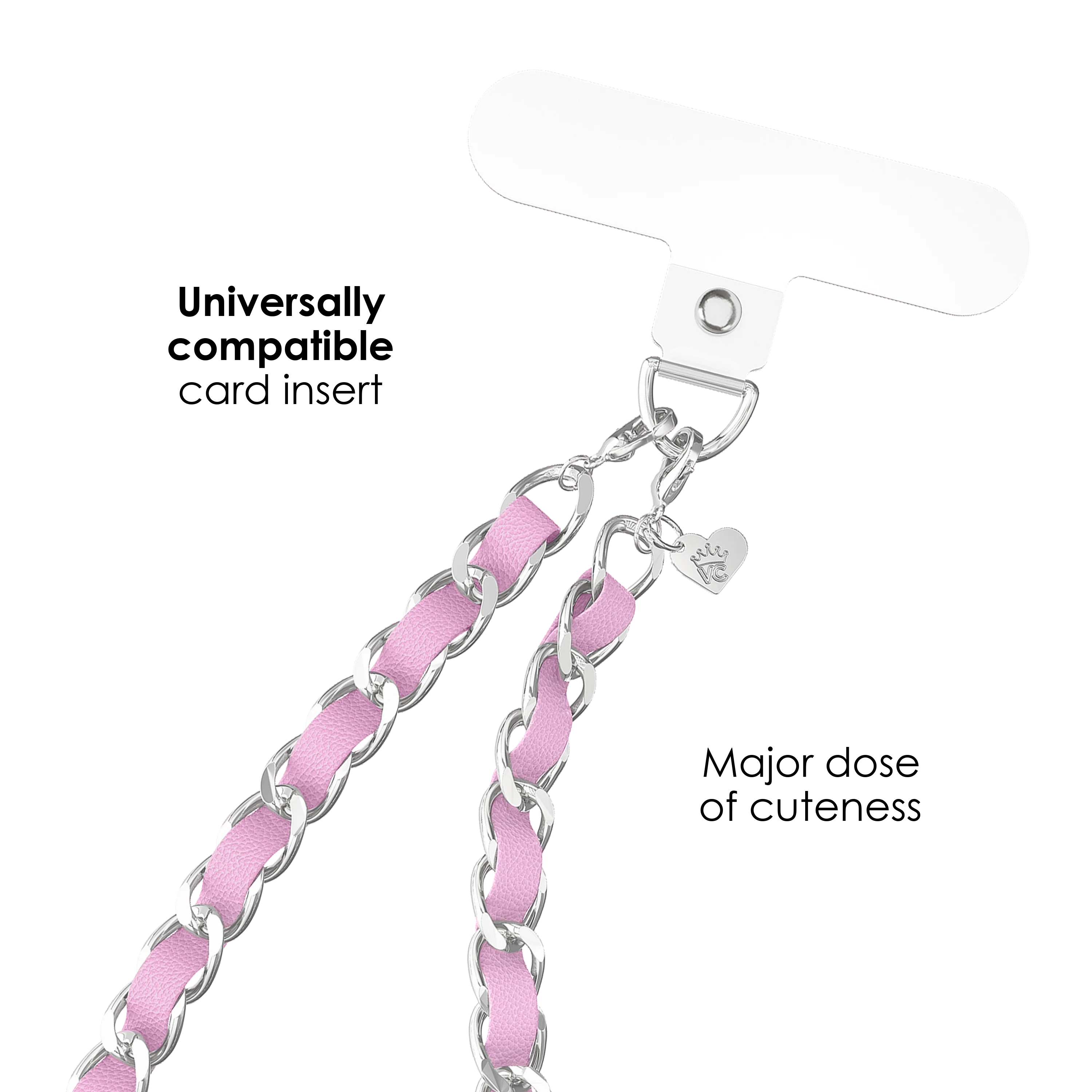 Pink Leather Chain Phone Charm - Image 3