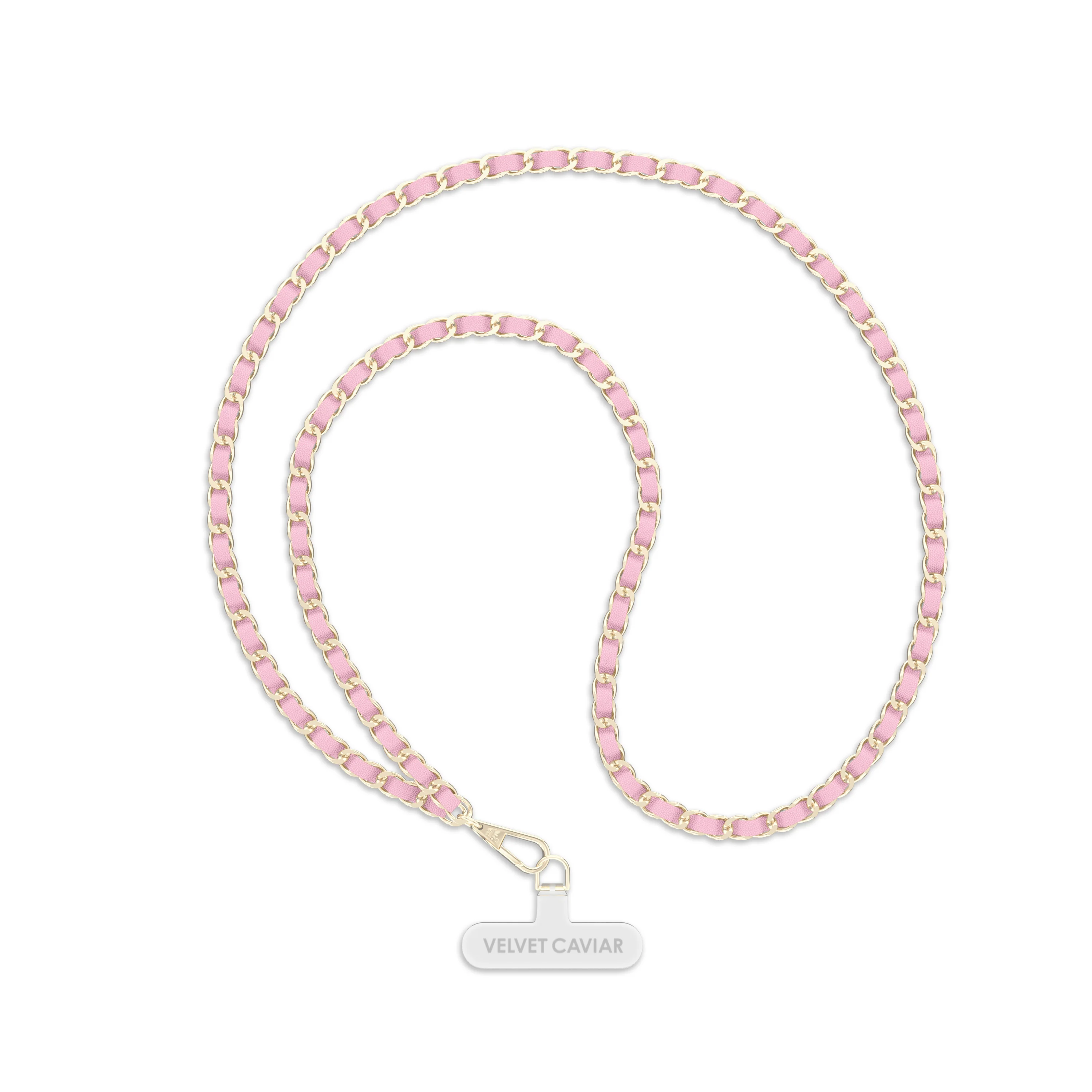 Pink Leather Chain Phone Crossbody Strap - Image 2