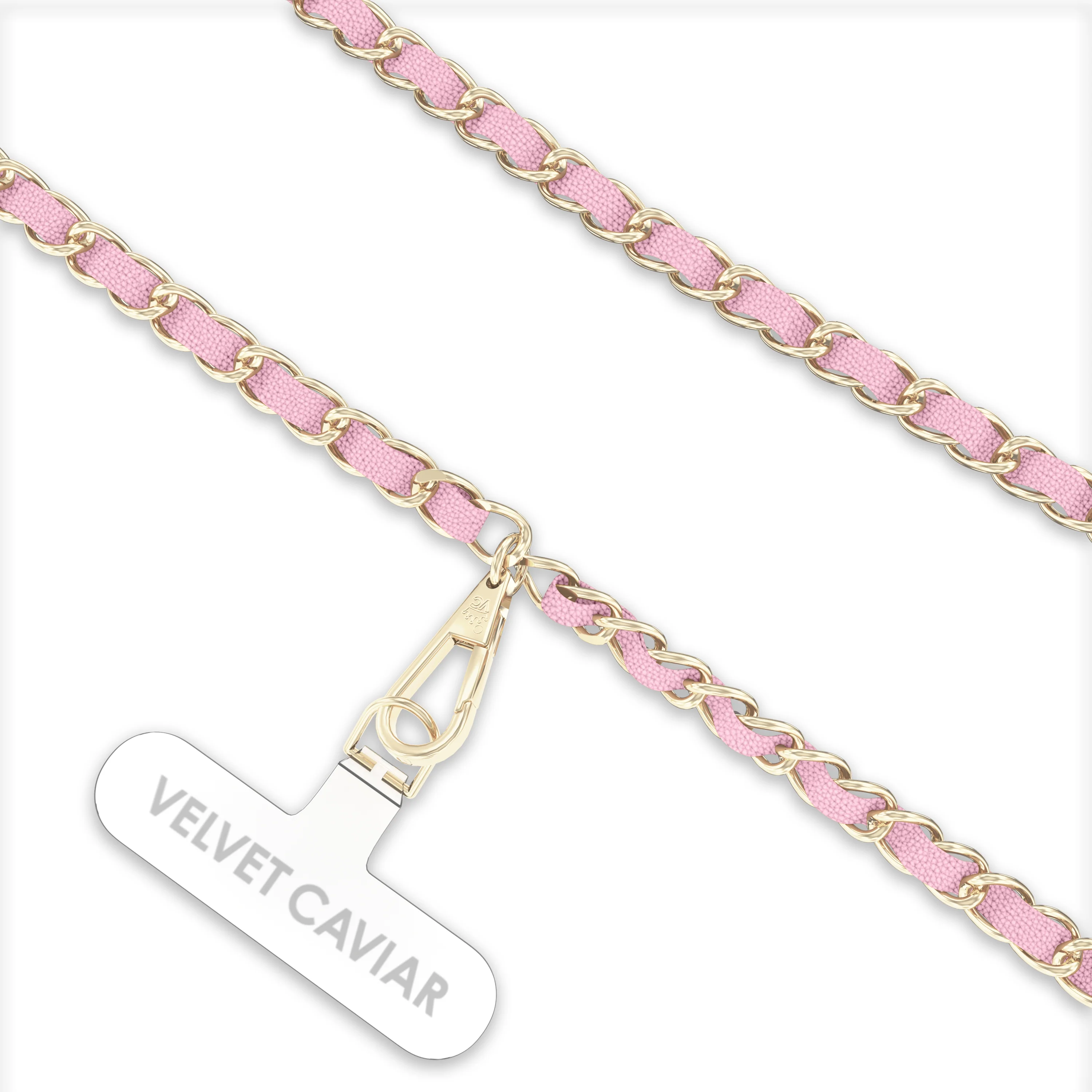 Pink Leather Chain Phone Crossbody Strap - Image 3