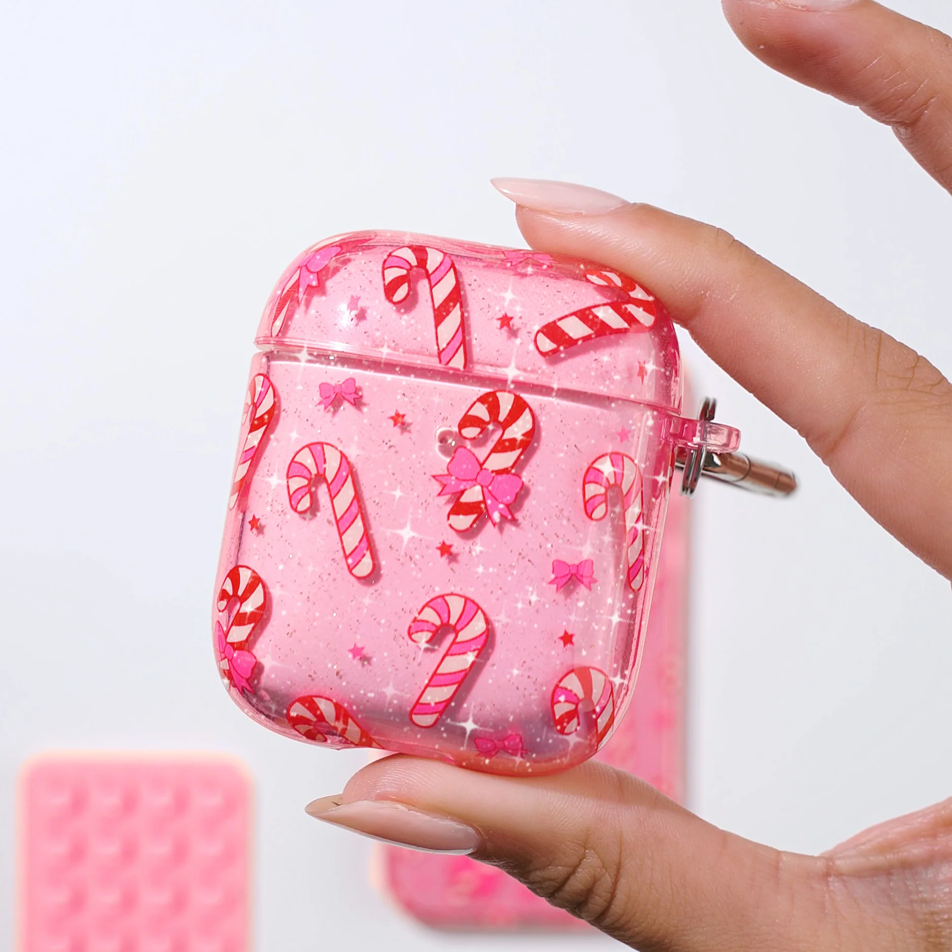 Pink Peppermint Princess AirPod Case - Image 7