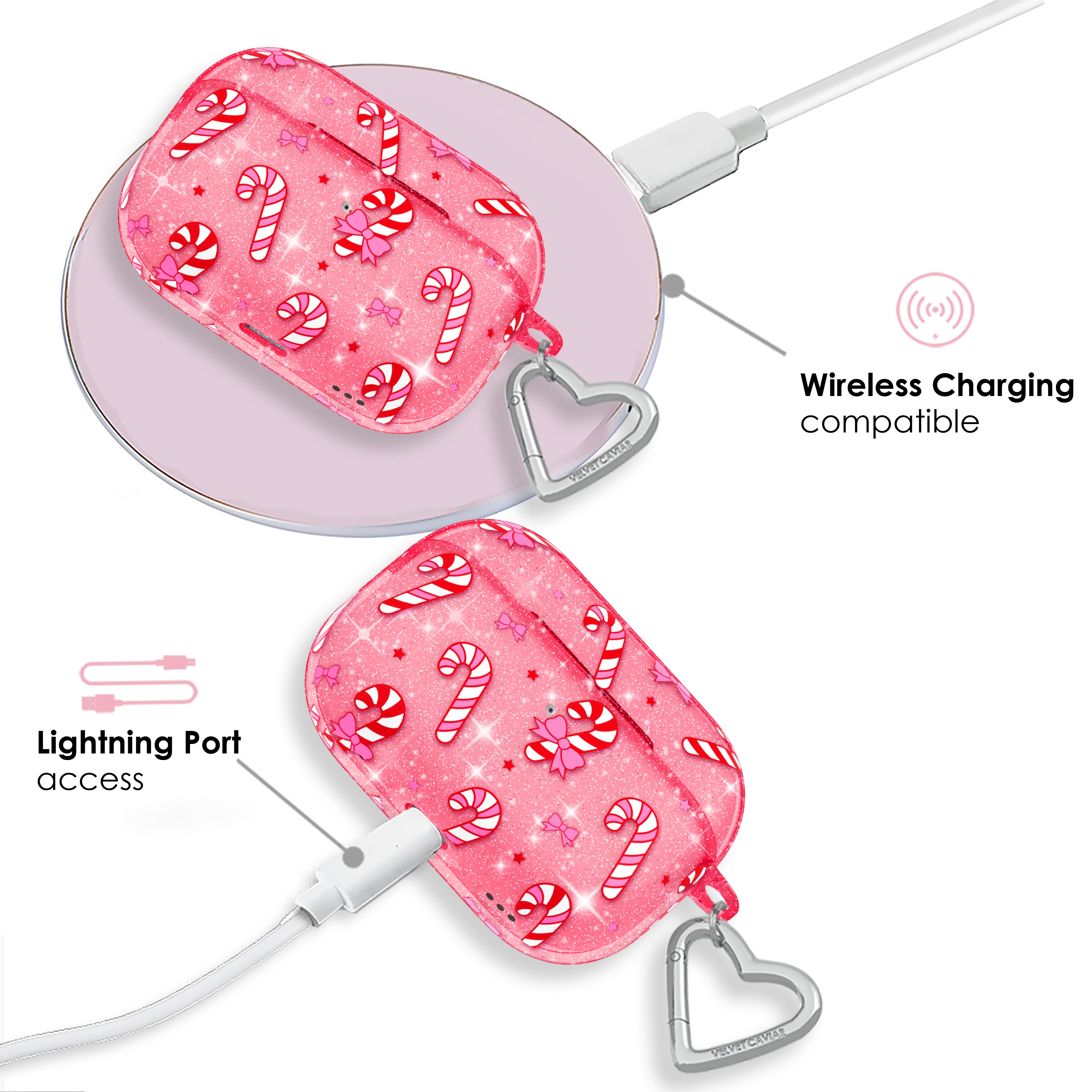 Pink Peppermint Princess AirPod Case - Image 9