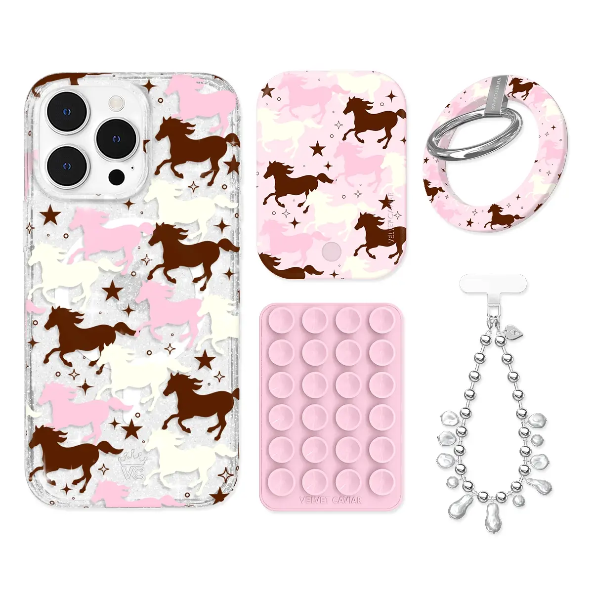 Pink Pony Glitter iPhone Bundle Set - Grip - Image 10