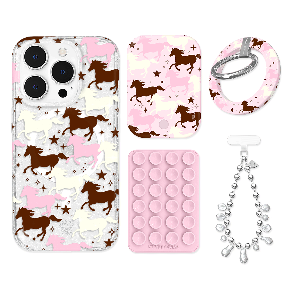 Pink Pony Glitter iPhone Bundle Set - Grip - Image 11