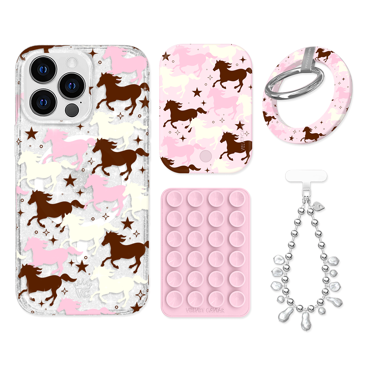 Pink Pony Glitter iPhone Bundle Set - Grip - Image 13