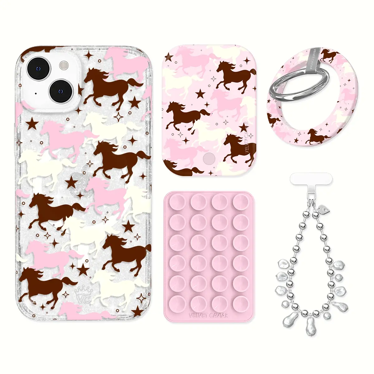 Pink Pony Glitter iPhone Bundle Set - Grip - Image 15