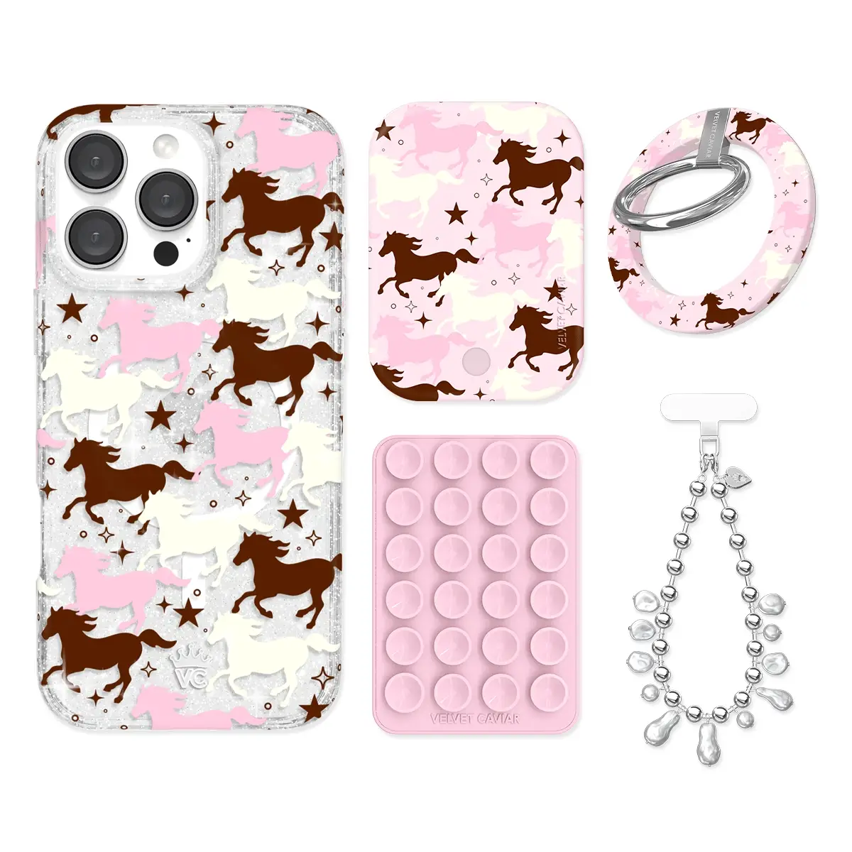 Pink Pony Glitter iPhone Bundle Set - Grip - Image 2