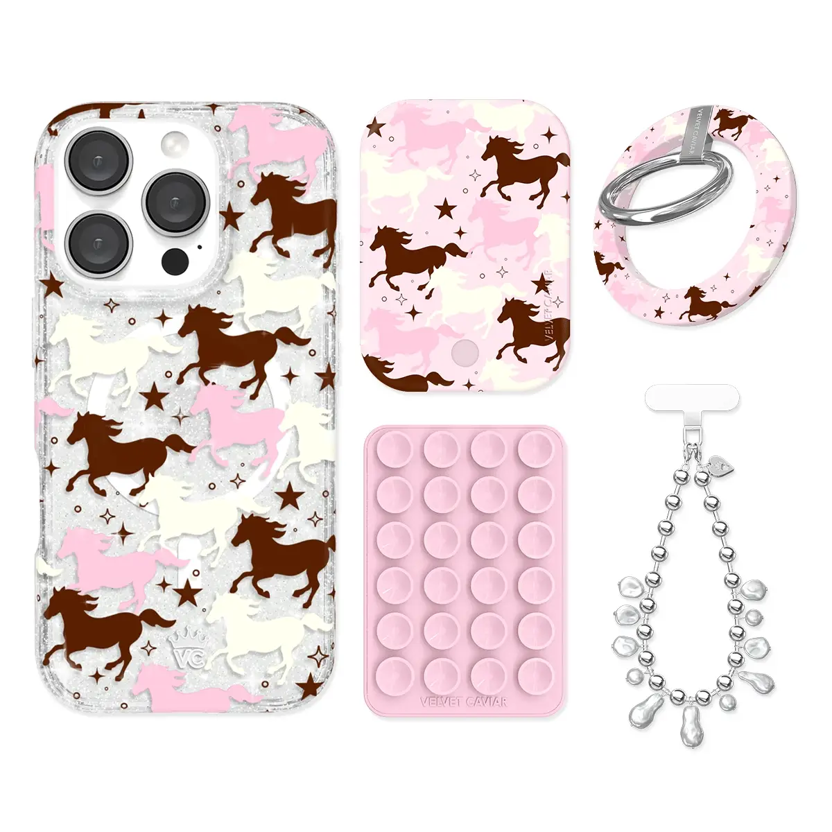 Pink Pony Glitter iPhone Bundle Set - Grip - Image 3