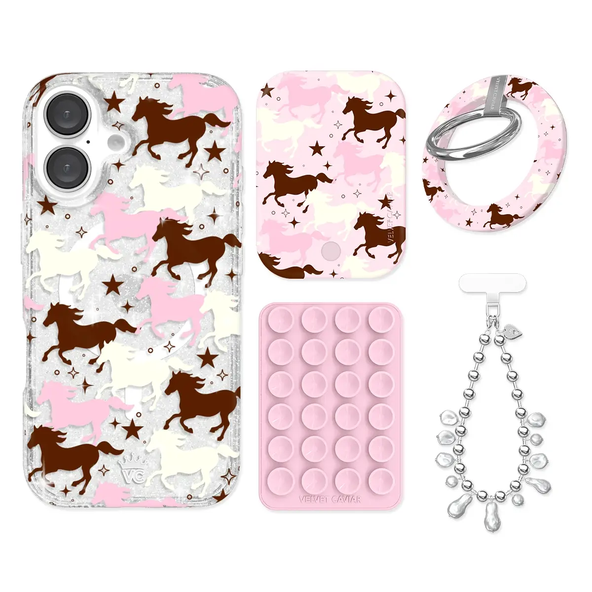 Pink Pony Glitter iPhone Bundle Set - Grip - Image 4