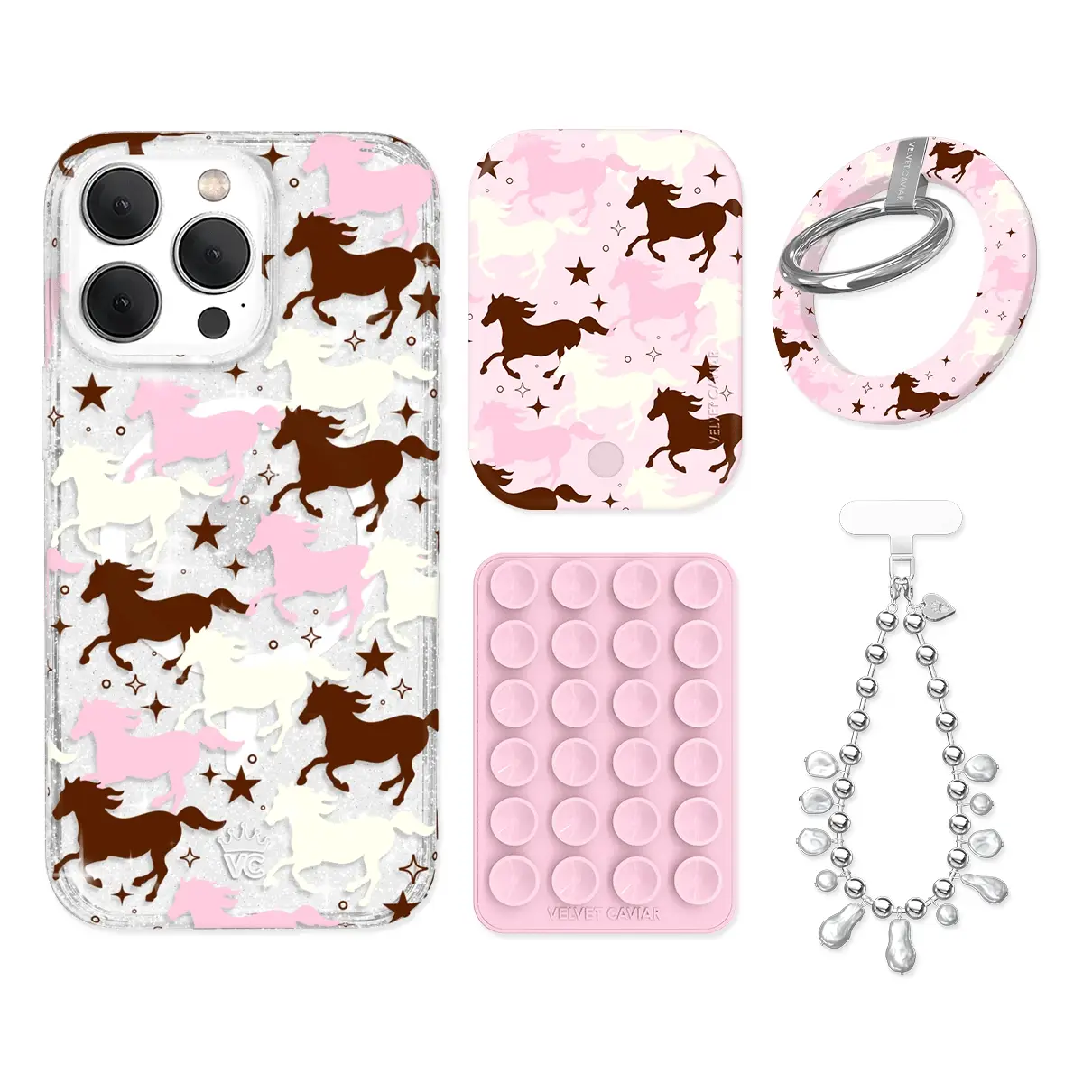Pink Pony Glitter iPhone Bundle Set - Grip - Image 6
