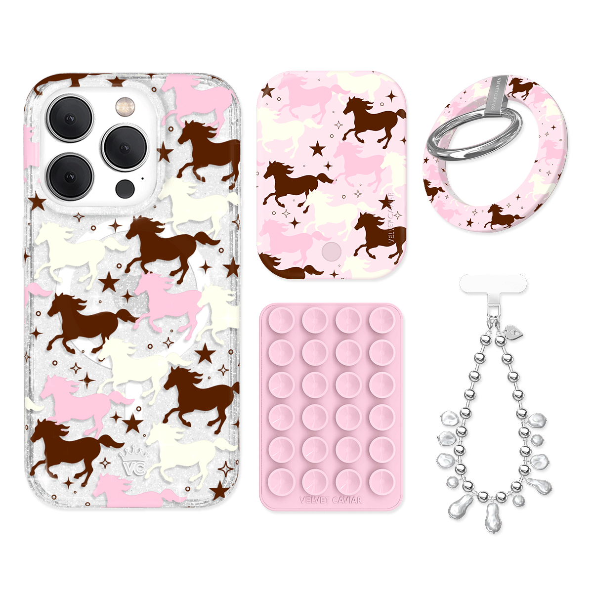 Pink Pony Glitter iPhone Bundle Set - Grip - Image 7
