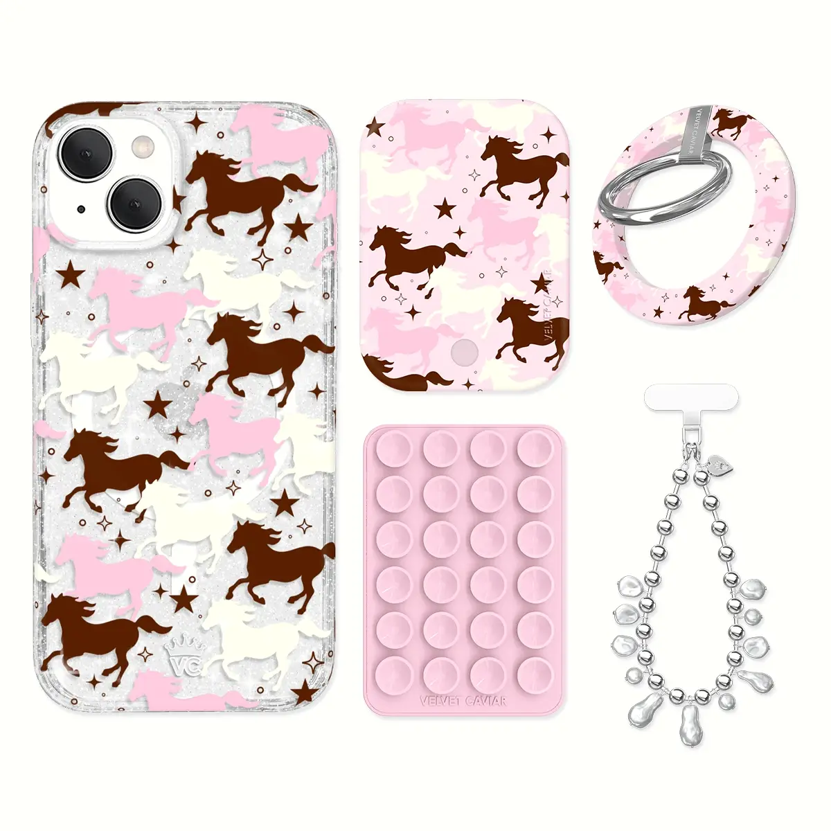 Pink Pony Glitter iPhone Bundle Set - Grip - Image 8