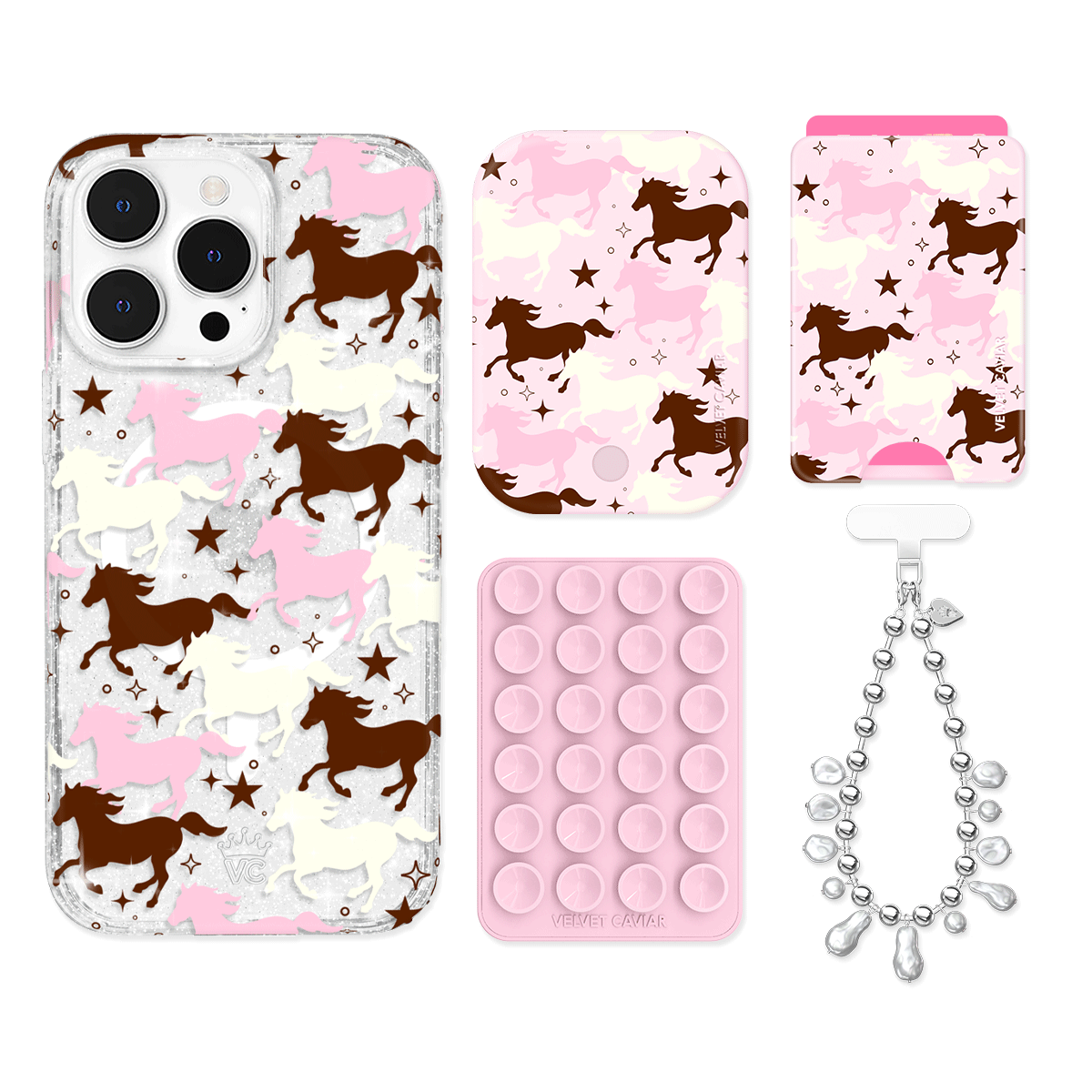 Pink Pony Glitter iPhone Bundle Set - Wallet - Image 10