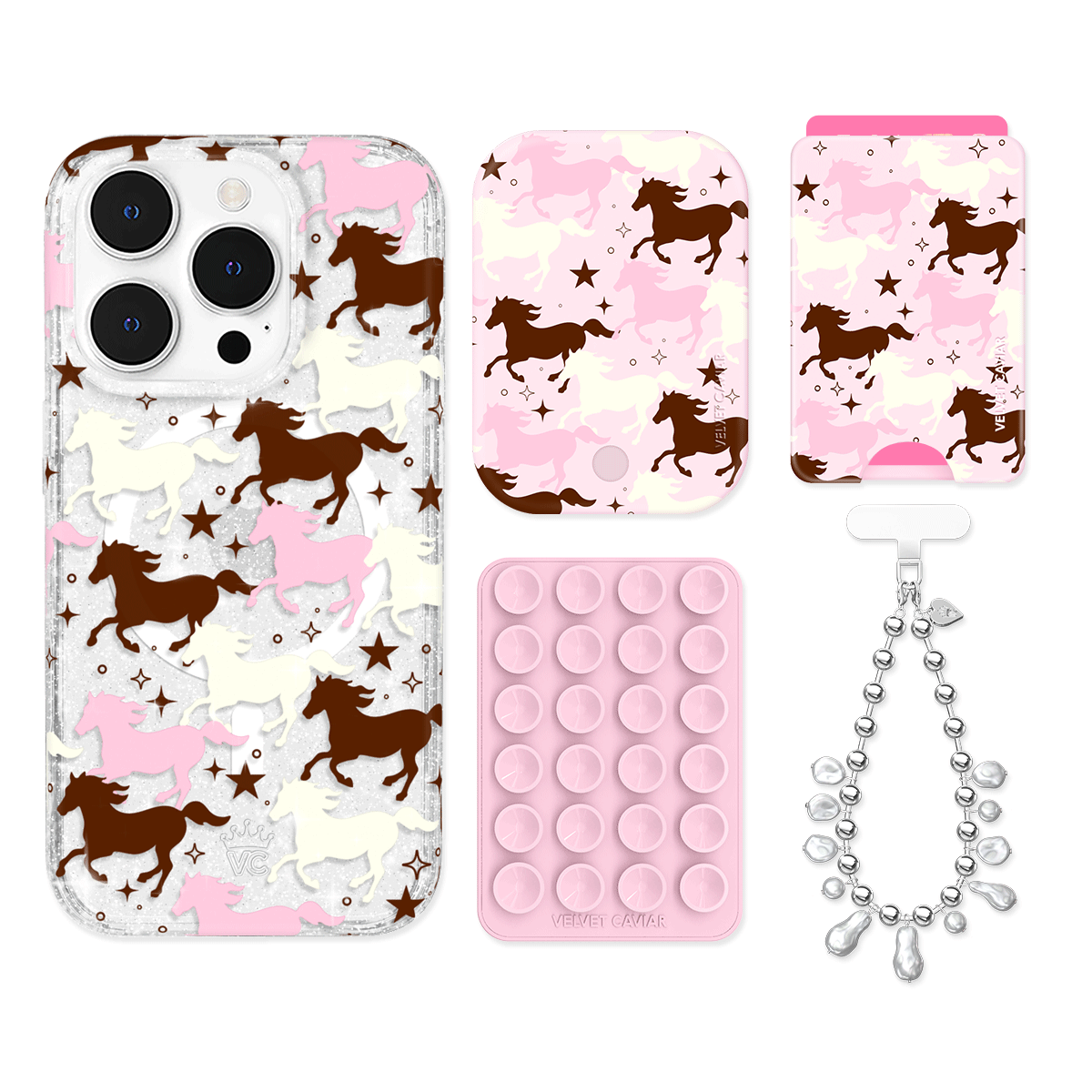 Pink Pony Glitter iPhone Bundle Set - Wallet - Image 11