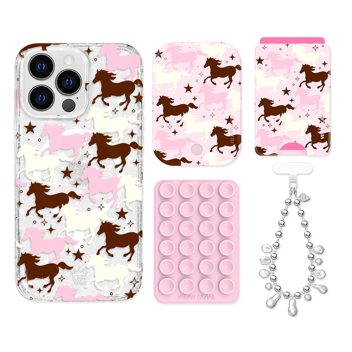 Pink Pony Glitter iPhone Bundle Set - Wallet - Image 13
