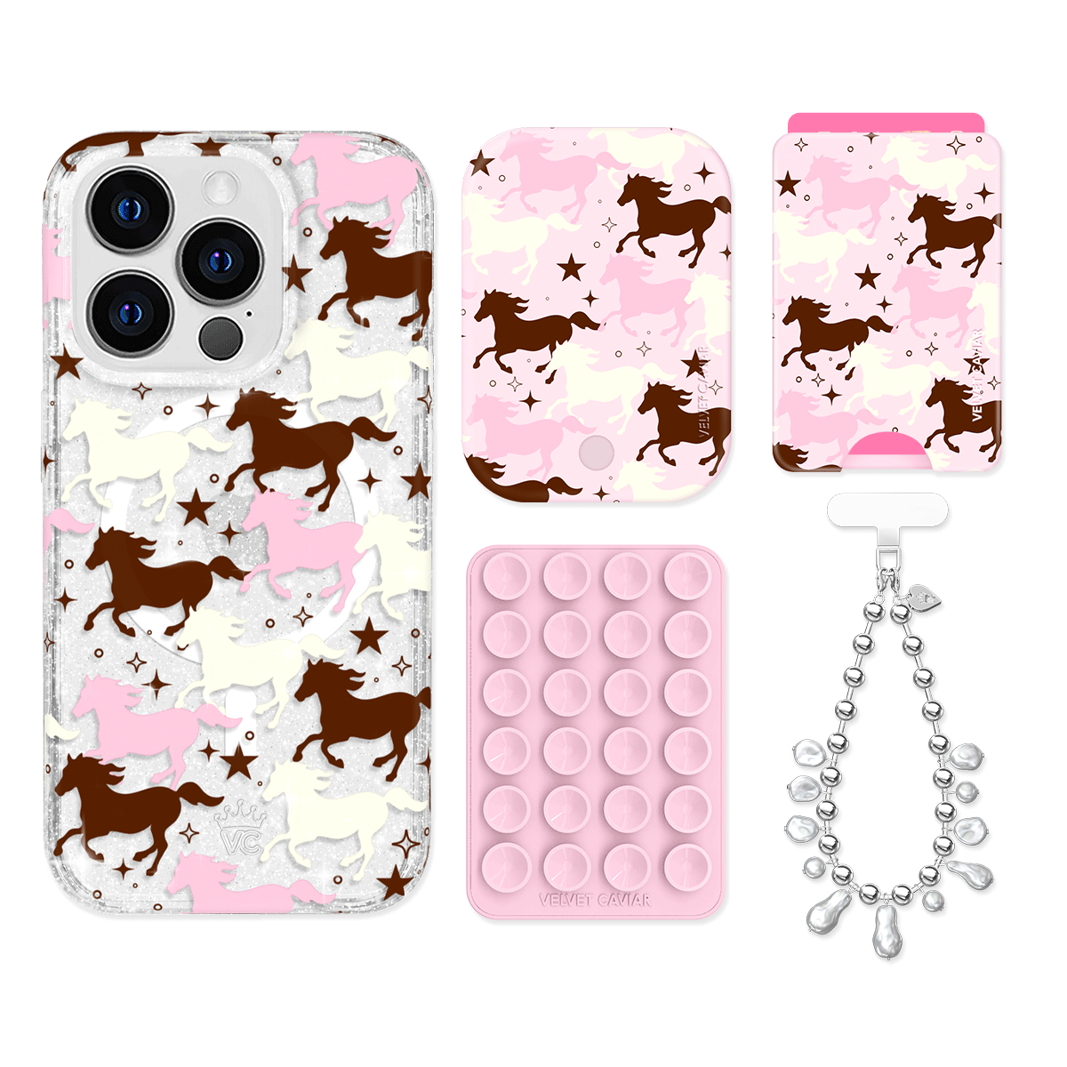 Pink Pony Glitter iPhone Bundle Set - Wallet - Image 14