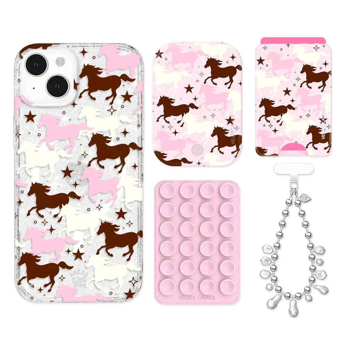 Pink Pony Glitter iPhone Bundle Set - Wallet - Image 15