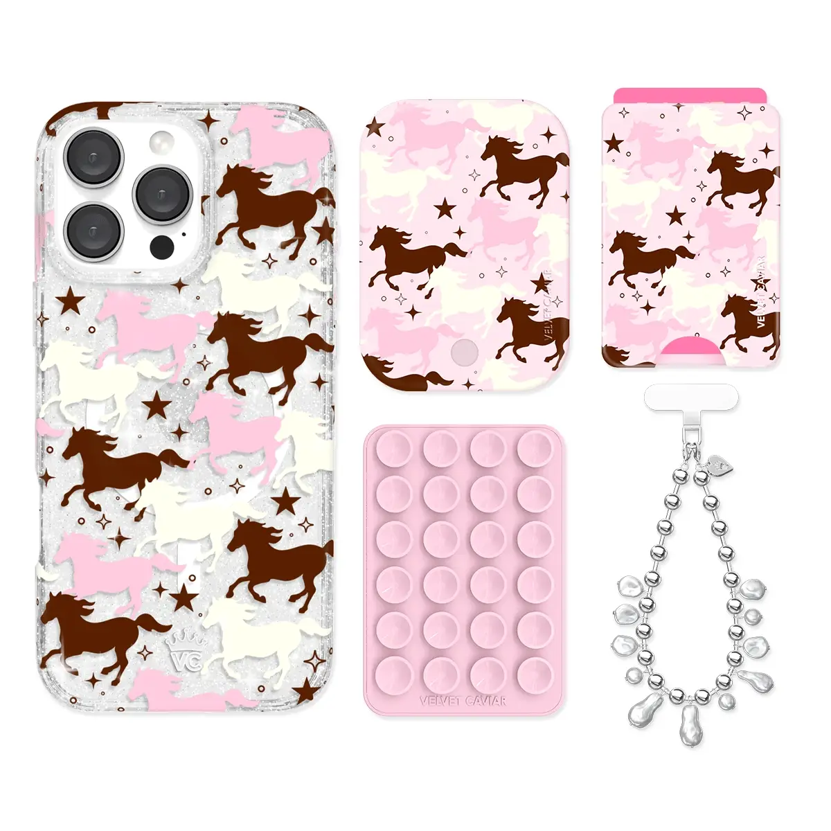 Pink Pony Glitter iPhone Bundle Set - Wallet - Image 2