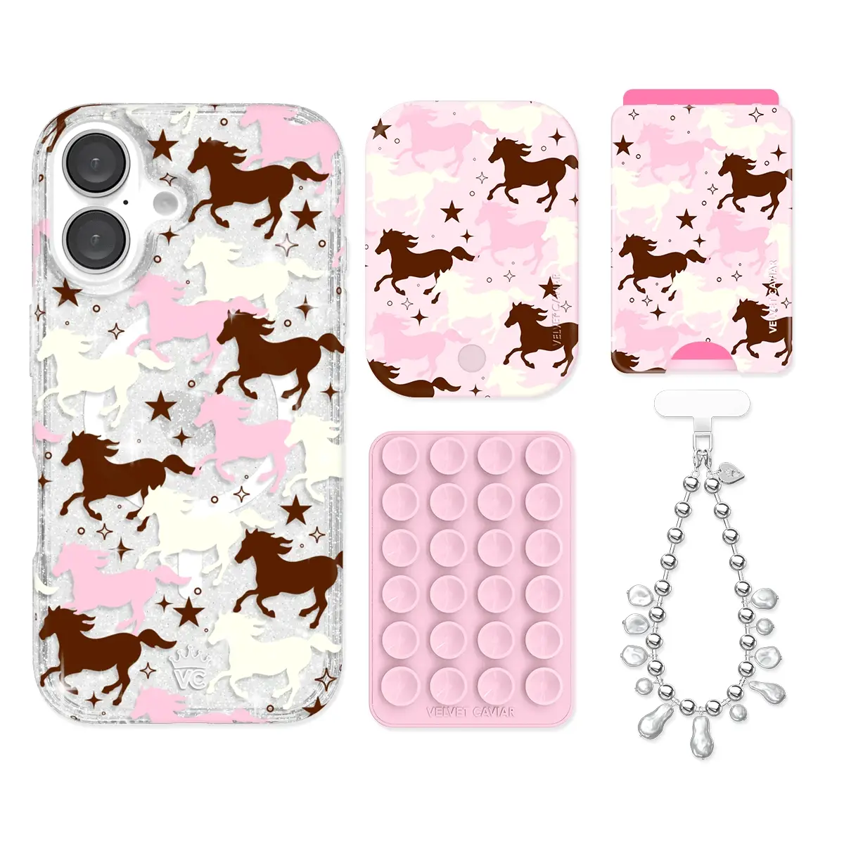 Pink Pony Glitter iPhone Bundle Set - Wallet - Image 4