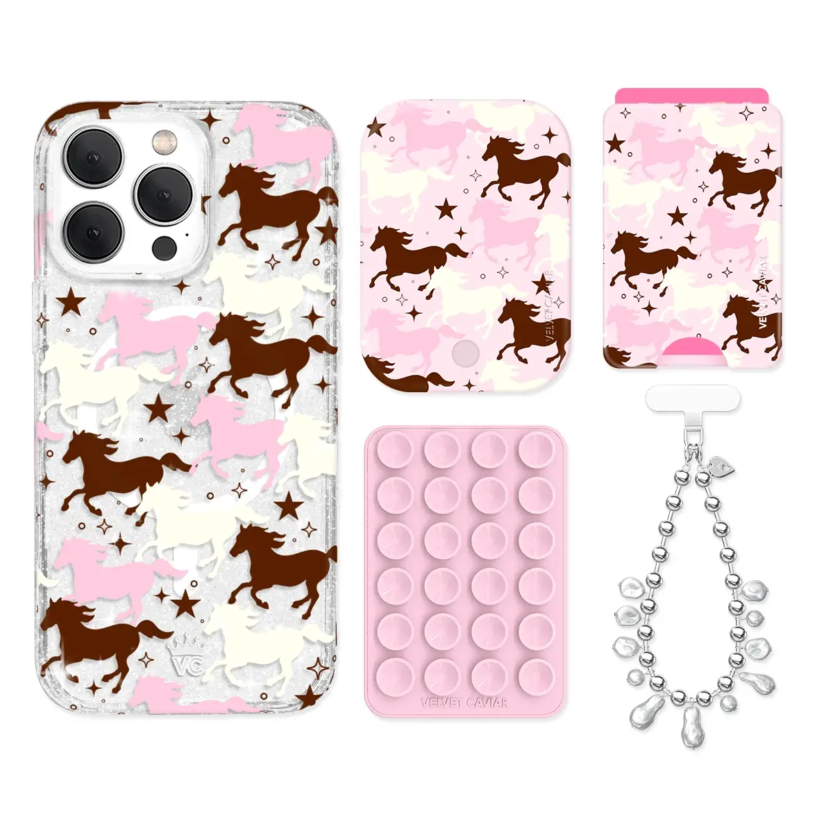 Pink Pony Glitter iPhone Bundle Set - Wallet - Image 6
