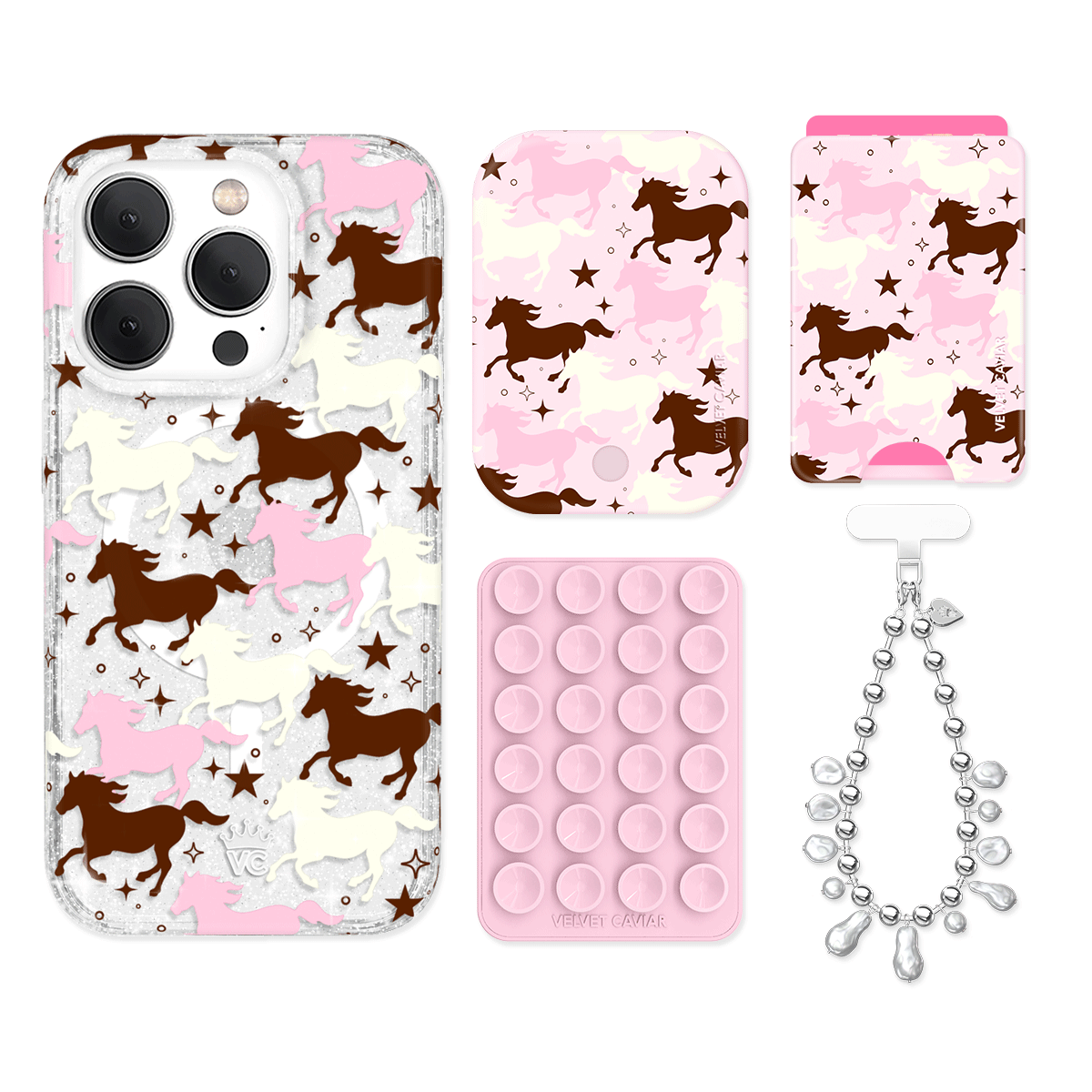 Pink Pony Glitter iPhone Bundle Set - Wallet - Image 7