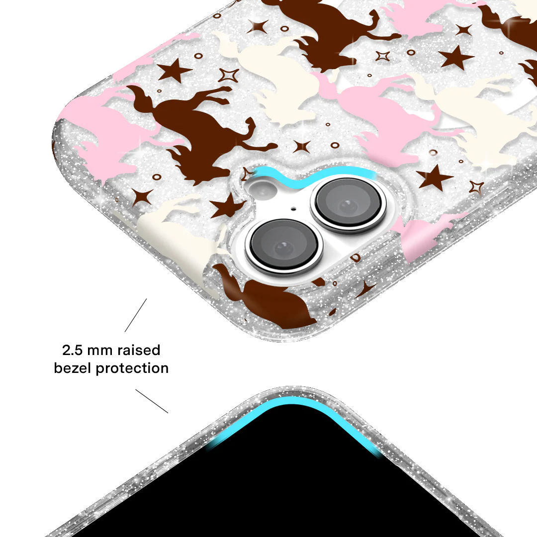 Pink Pony Glitter iPhone Case - Image 3