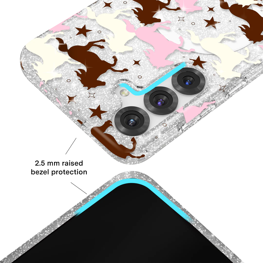 Pink Pony Glitter Samsung Case - Image 3