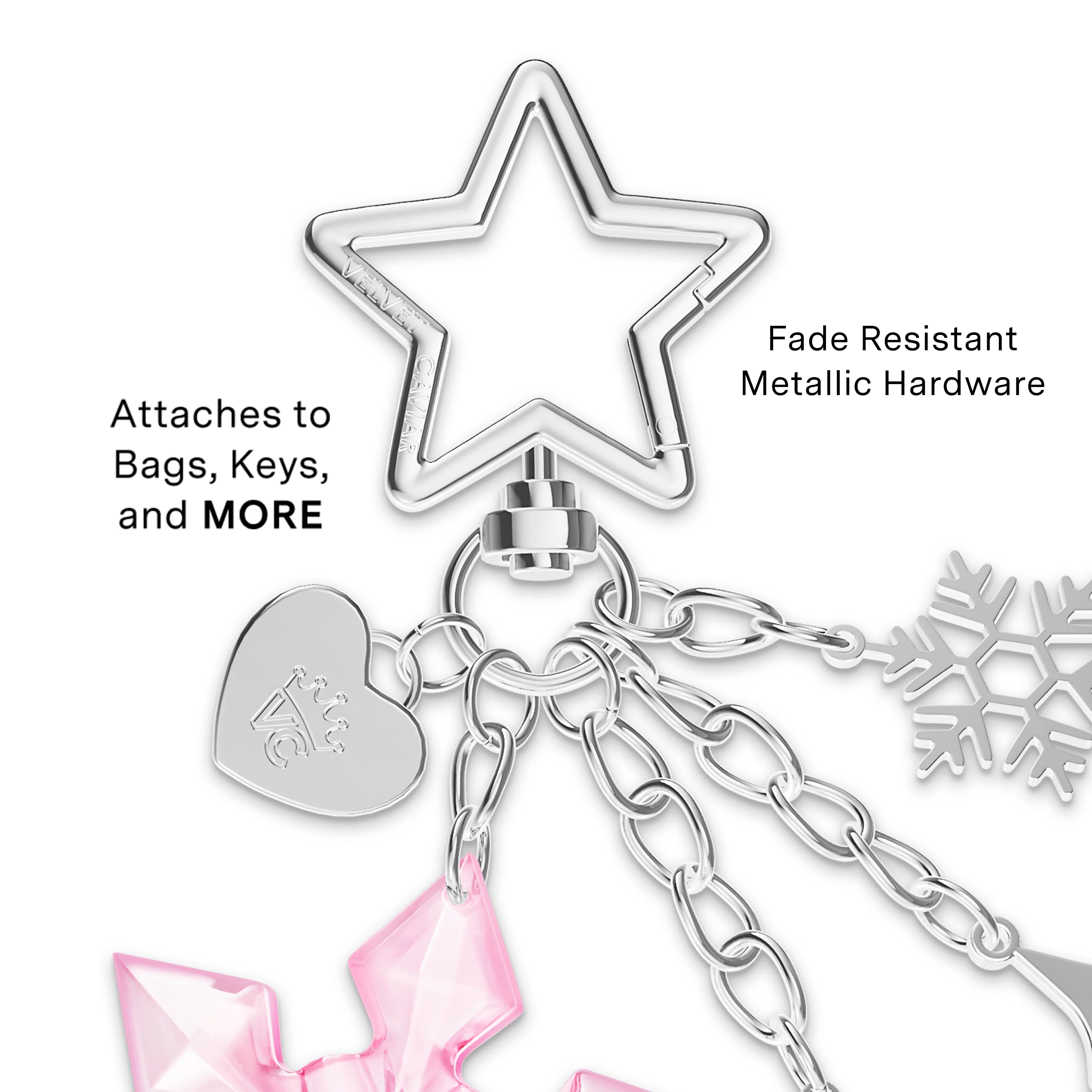 Pink Snowflake Bag Charm - Image 3