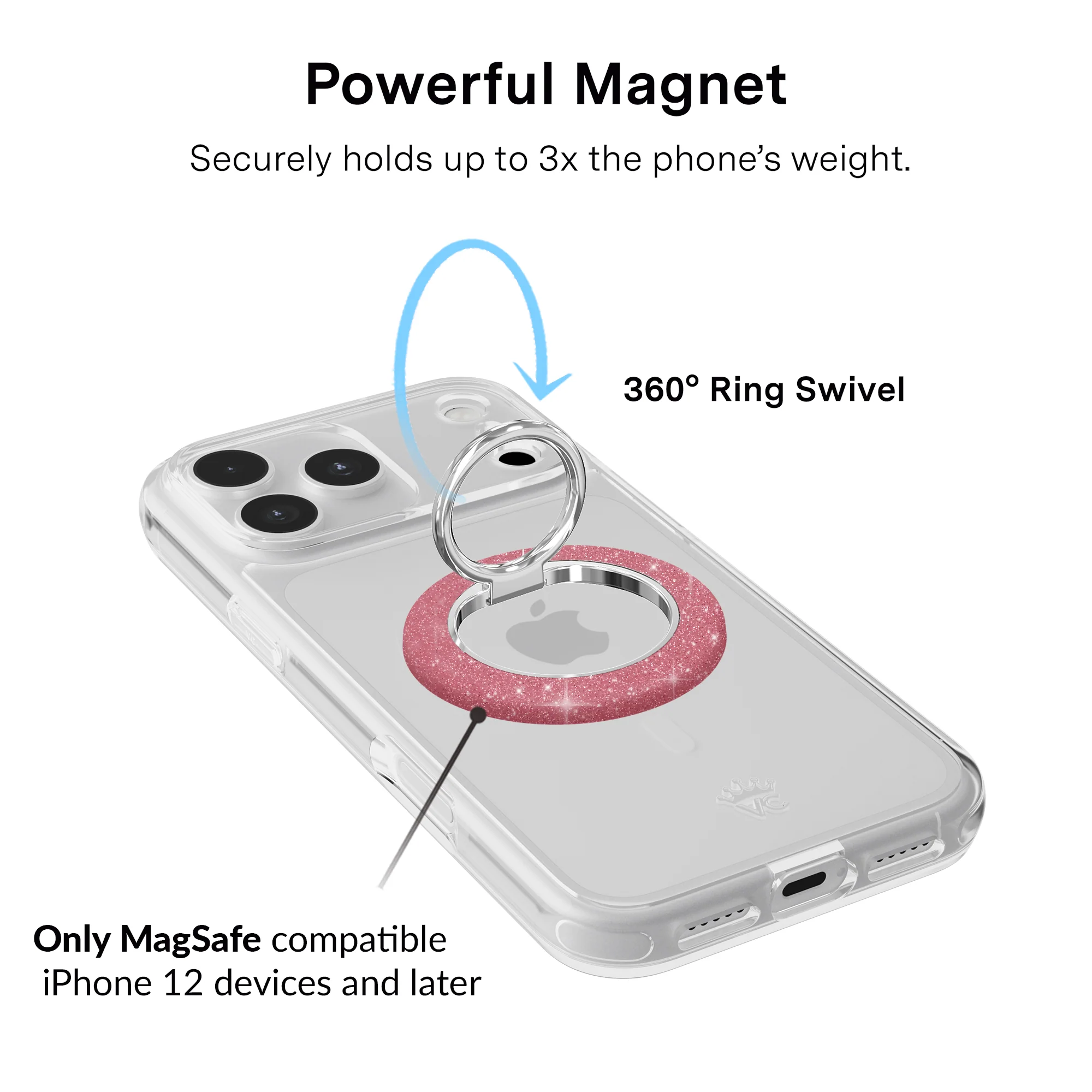 Pink Stardust Glitter MagSafe Grip Ring - Image 2