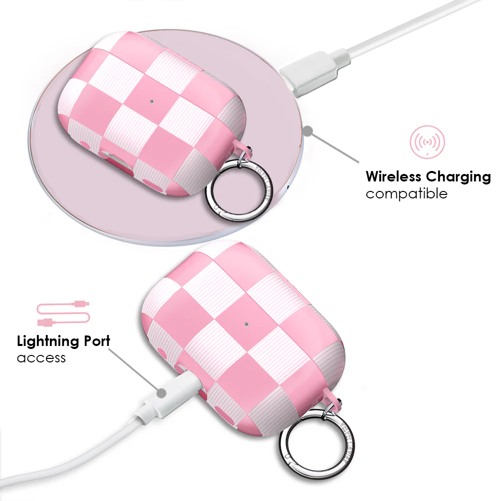 Pink Vibe Checkered AirPod Case - Image 14