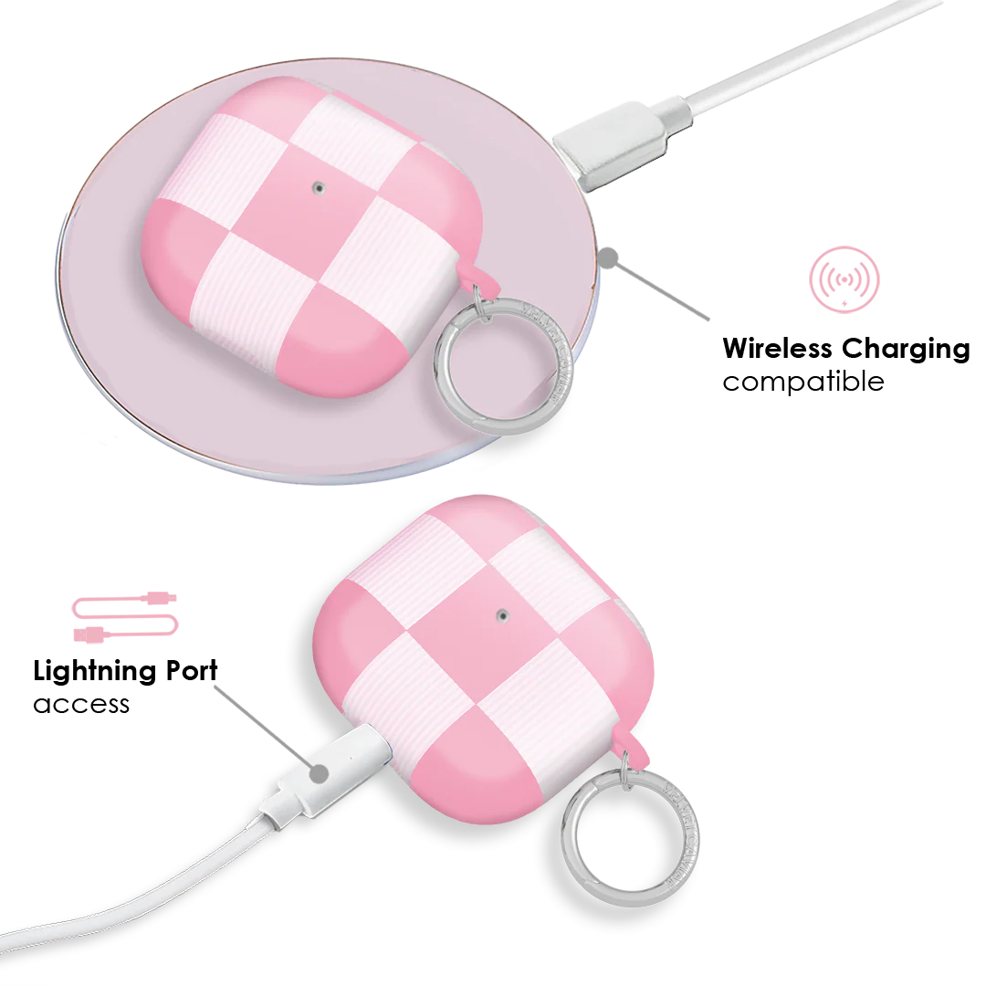 Pink Vibe Checkered AirPod Case - Image 19