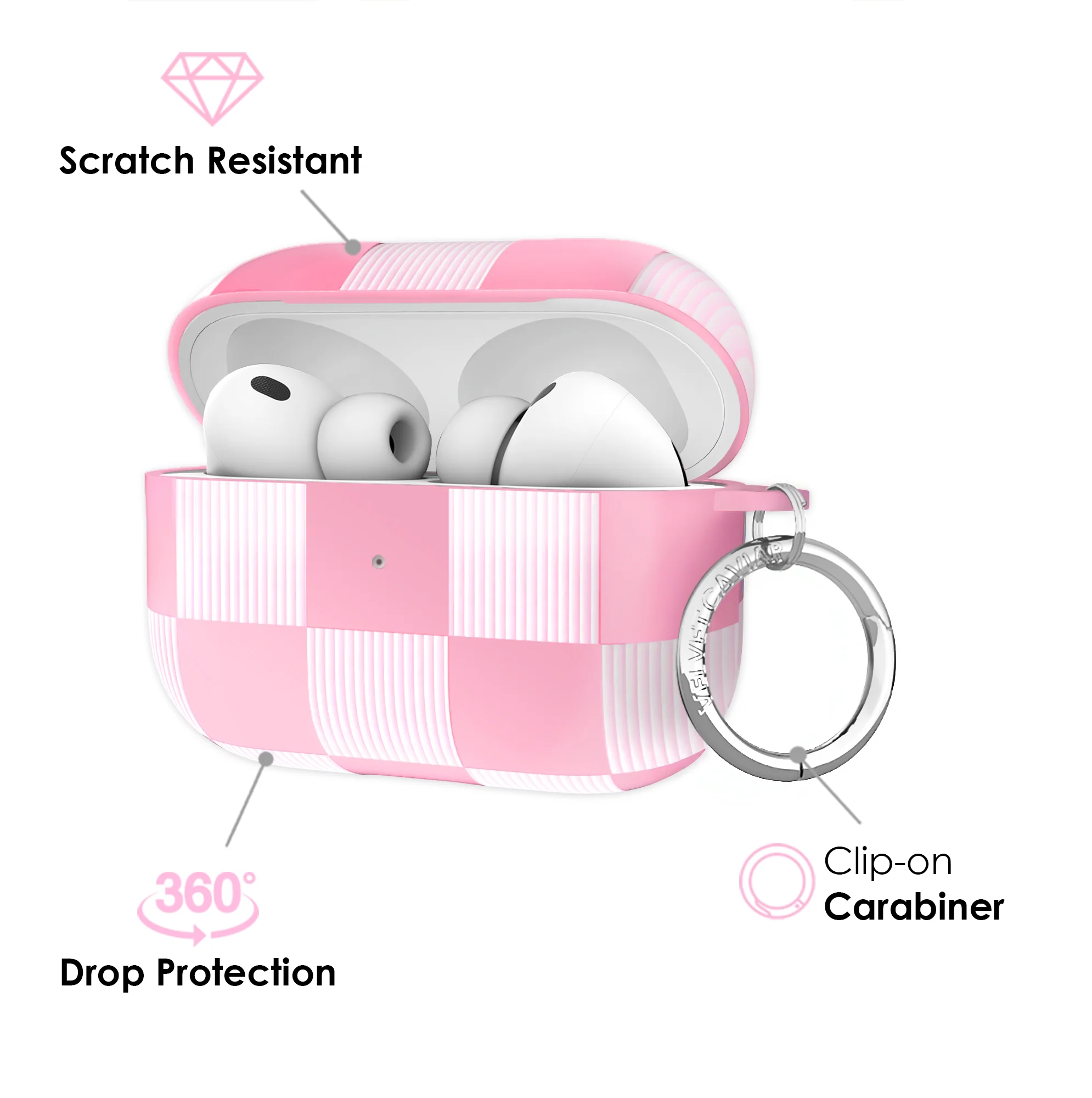 Pink Vibe Checkered AirPod Case - Image 23