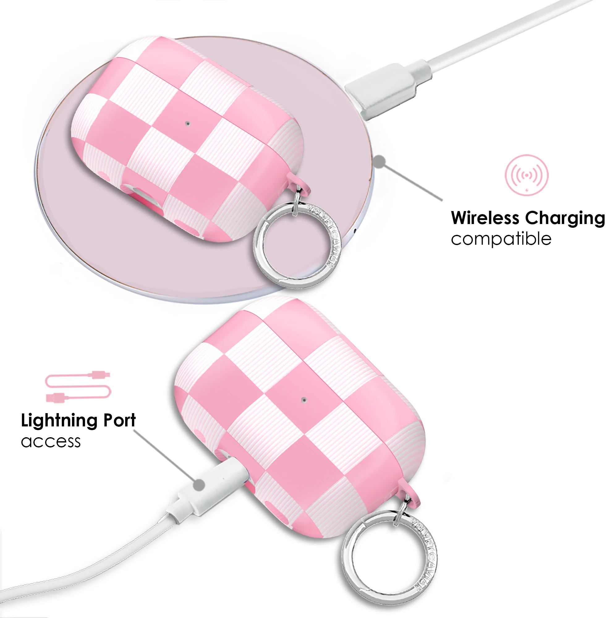 Pink Vibe Checkered AirPod Case - Image 24