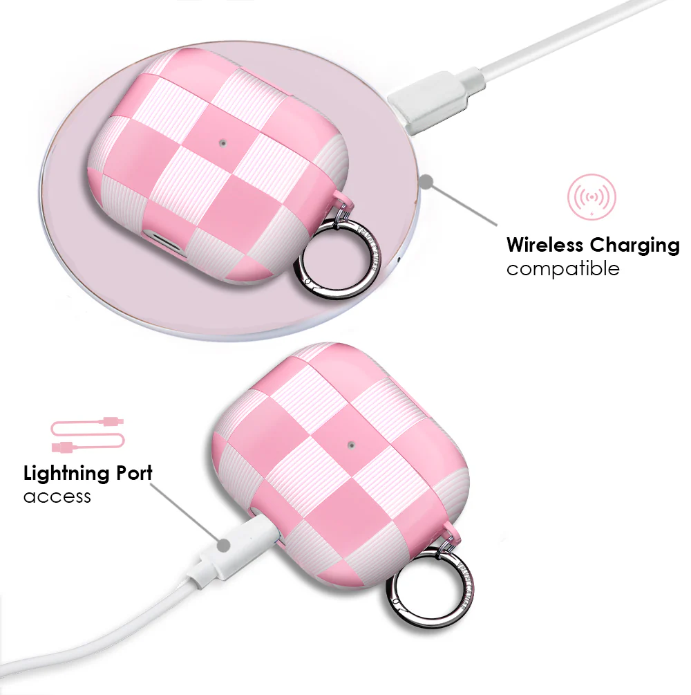 Pink Vibe Checkered AirPod Case - Image 9